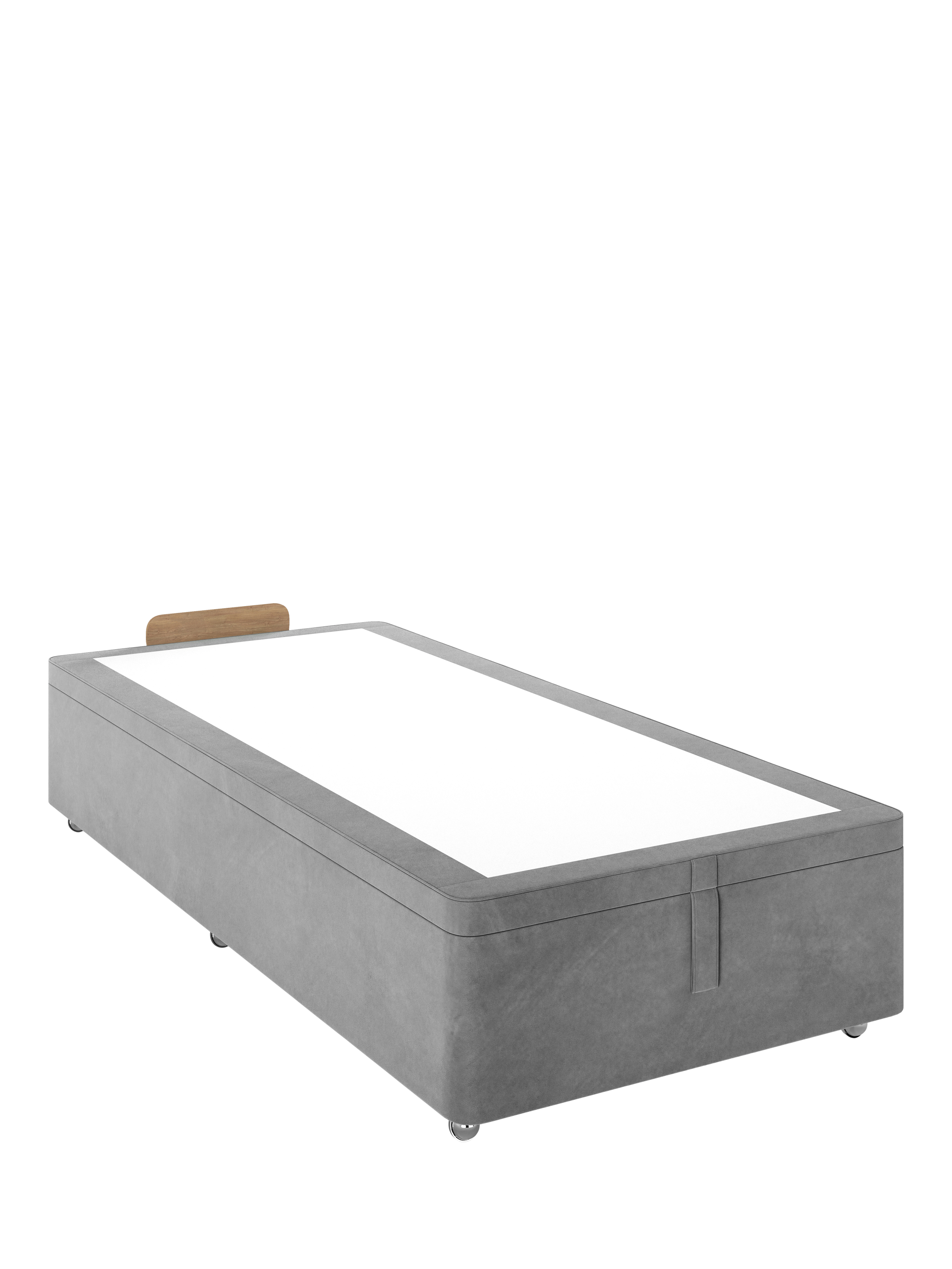 John Lewis Non-Sprung Classic Maxi Upholstered Ottoman Storage Divan Base, Single, Deep Velvet Steel