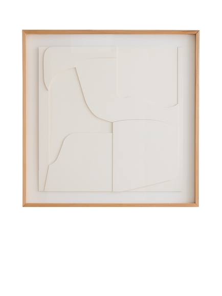 West Elm Rowan Layered Paper Wall Art, 108 x 108cm, Natural Beige, Natural Beige