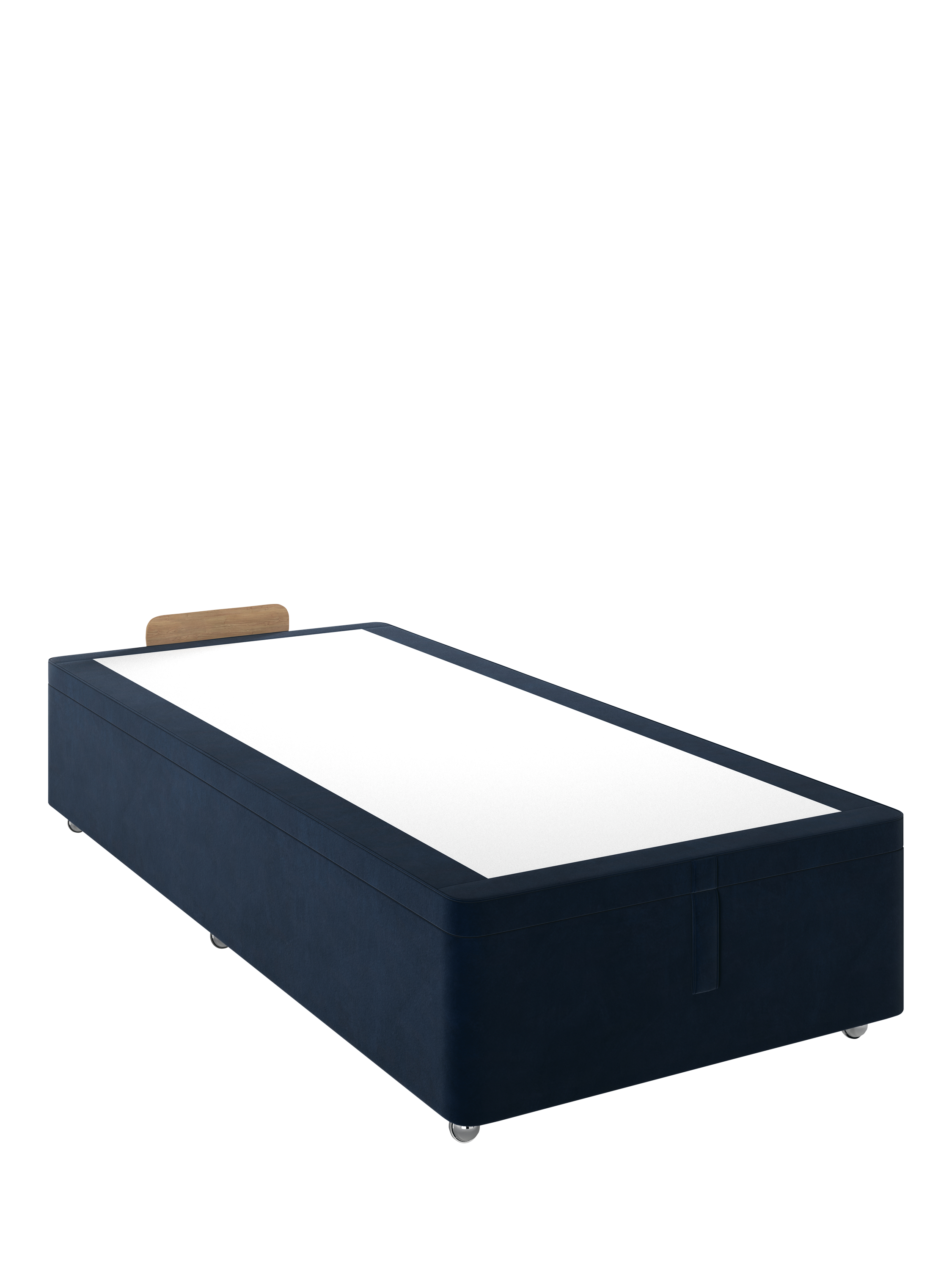 John Lewis Non-Sprung Classic Maxi Upholstered Ottoman Storage Divan Base, Single, Relaxed Linen Dark Nordic Blue