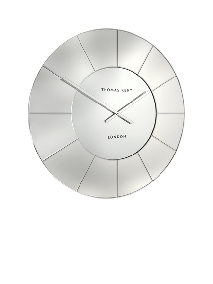 Thomas Kent Hamilton Mirrored Wall Clock, Silver Mirror, Silver Mirror