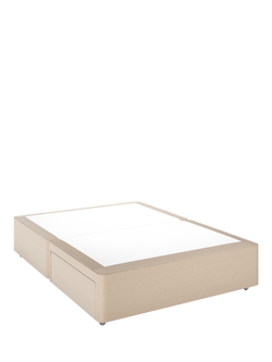 John Lewis Non-Sprung Upholstered 2 Drawer Divan Base, Double, Brushed Tweed Beige