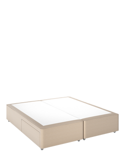 John Lewis Non-Sprung Upholstered 2 Drawer Divan Base, Super King Size, Brushed Tweed Beige