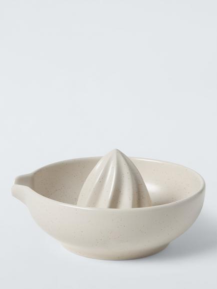 John Lewis X Deliciously Ella Stoneware Citrus Juicer, White, Stone