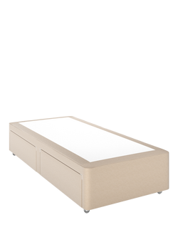 John Lewis Non-Sprung Upholstered 2 Drawer Divan Base, Single, Brushed Tweed Beige