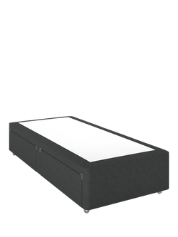 John Lewis Non-Sprung Upholstered 2 Drawer Divan Base, Single, Brushed Tweed Charcoal