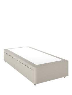 John Lewis Non-Sprung Upholstered 2 Drawer Divan Base, Single, Cotton Effect Beige