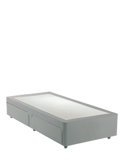 John Lewis Non-Sprung Upholstered 2 Drawer Divan Base, Single, Cotton Effect Grey