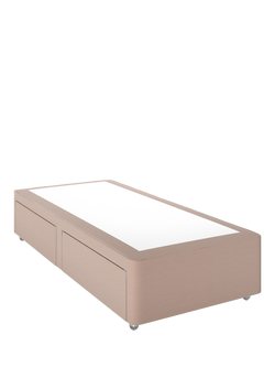 John Lewis Non-Sprung Upholstered 2 Drawer Divan Base, Single, Cotton Effect Pink