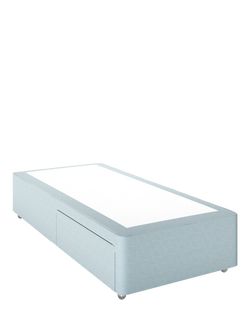 John Lewis Non-Sprung Upholstered 2 Drawer Divan Base, Single, Relaxed Linen Duck Egg