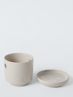 John Lewis X Deliciously Ella Stoneware Garlic Pot & Grater Plate, White, Stone