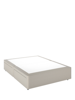 John Lewis Non-Sprung Upholstered 4 Drawer Divan Base, Double, Cotton Effect Beige