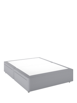 John Lewis Non-Sprung Upholstered 4 Drawer Divan Base, Double, Cotton Effect Grey