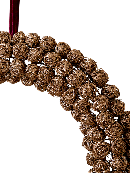 nkuku Madhi Wire Wreath, Brass, Small - view 2, Brass