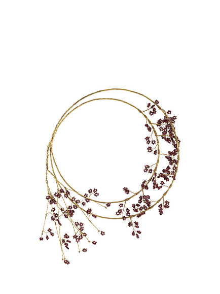 nkuku Tanu Wreath Brass/Ruby, Dia.45cm, Brass/Natural