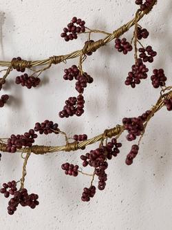 nkuku Tanu Wreath Brass/Ruby, Dia.45cm - view 2, Brass/Natural