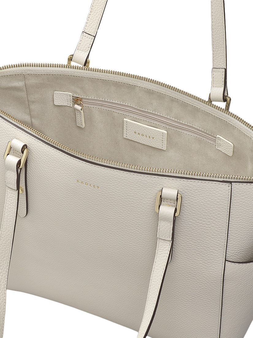 Product image 3 of 6, which shows Radley Silk Street Leather Large Zip Top Shoulder Bag, Chalk