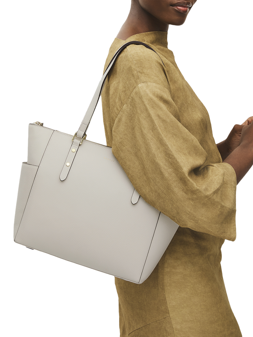 Product image 5 of 6, which shows Radley Silk Street Leather Large Zip Top Shoulder Bag, Chalk