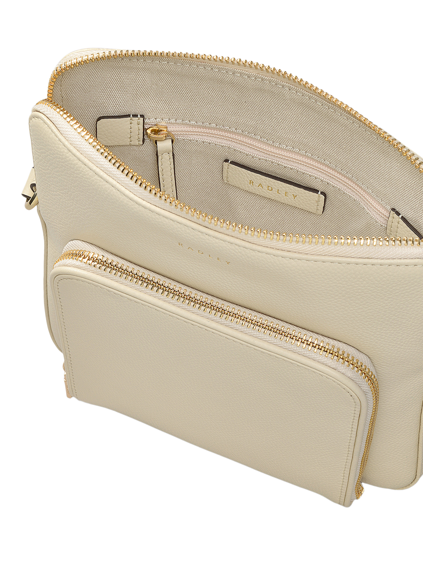 Product image 3 of 5, which shows Radley Redford Close Leather Medium Zip Top Cross Body Bag, Chalk