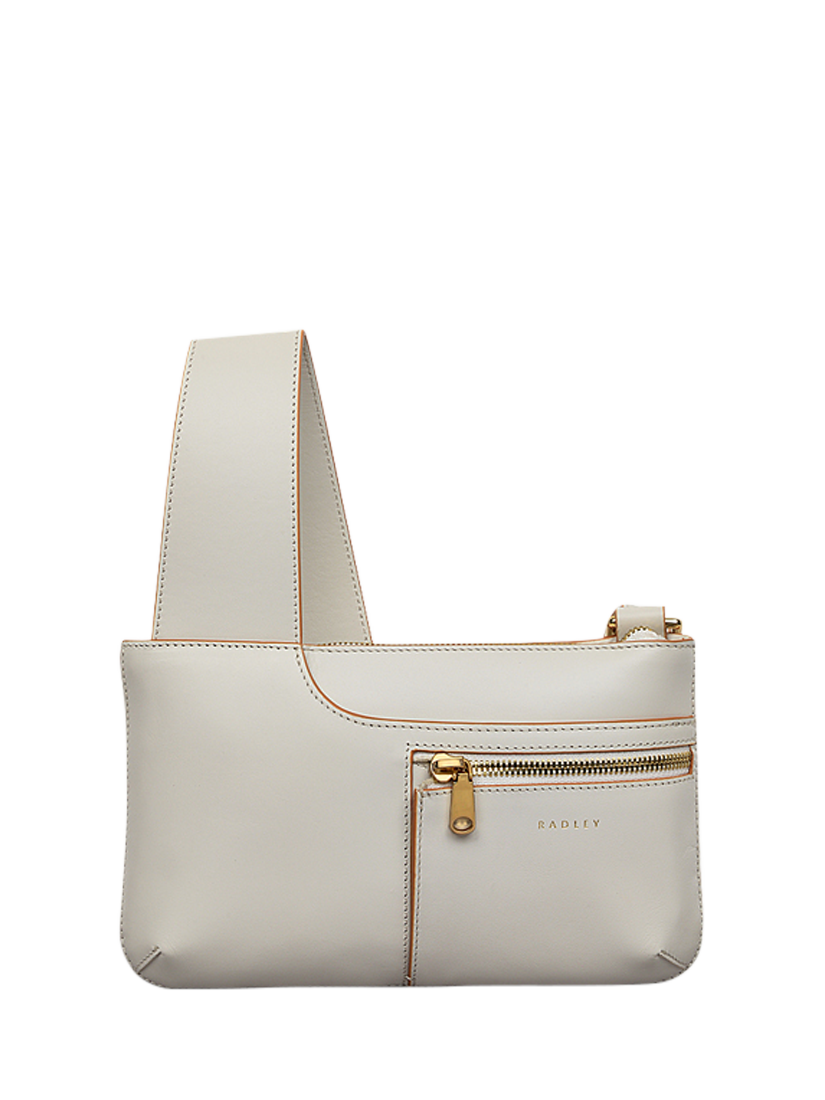Product image 1 of 5, which shows Radley Pockets Leather Mini Zip Top Cross Body Bag, Chalk