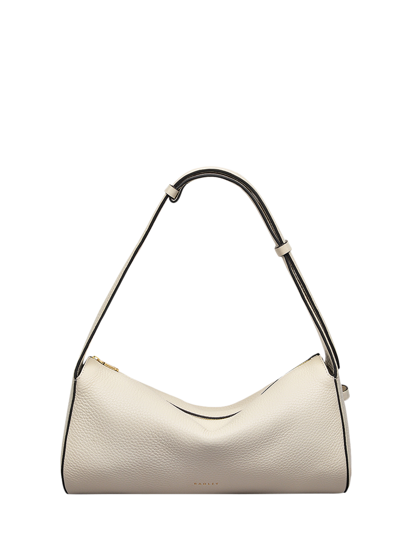 Product image 1 of 6, which shows Radley Abbey Mews Leather Small Zip Top Shoulder Bag, Chalk