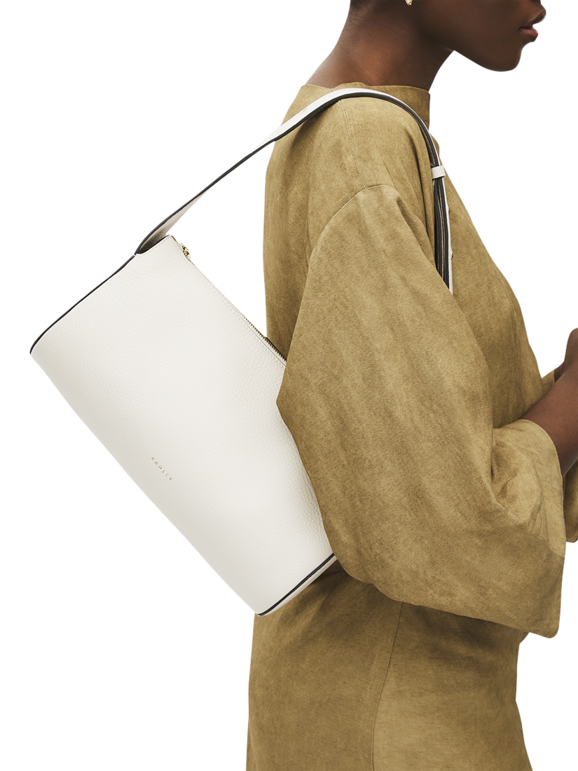 Product image 5 of 6, which shows Radley Abbey Mews Leather Small Zip Top Shoulder Bag, Chalk