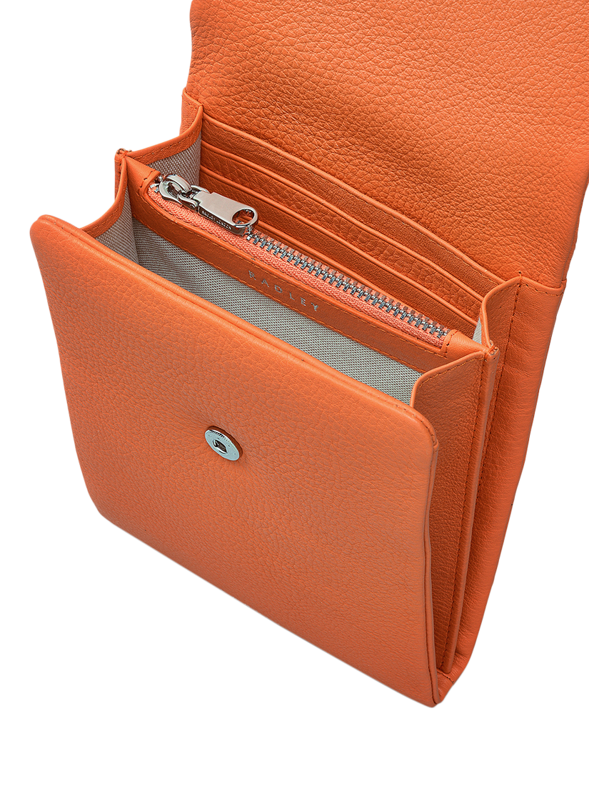 Product image 3 of 4, which shows Radley Mallow Street Leather Phone Cross Body Bag, Orange Peel