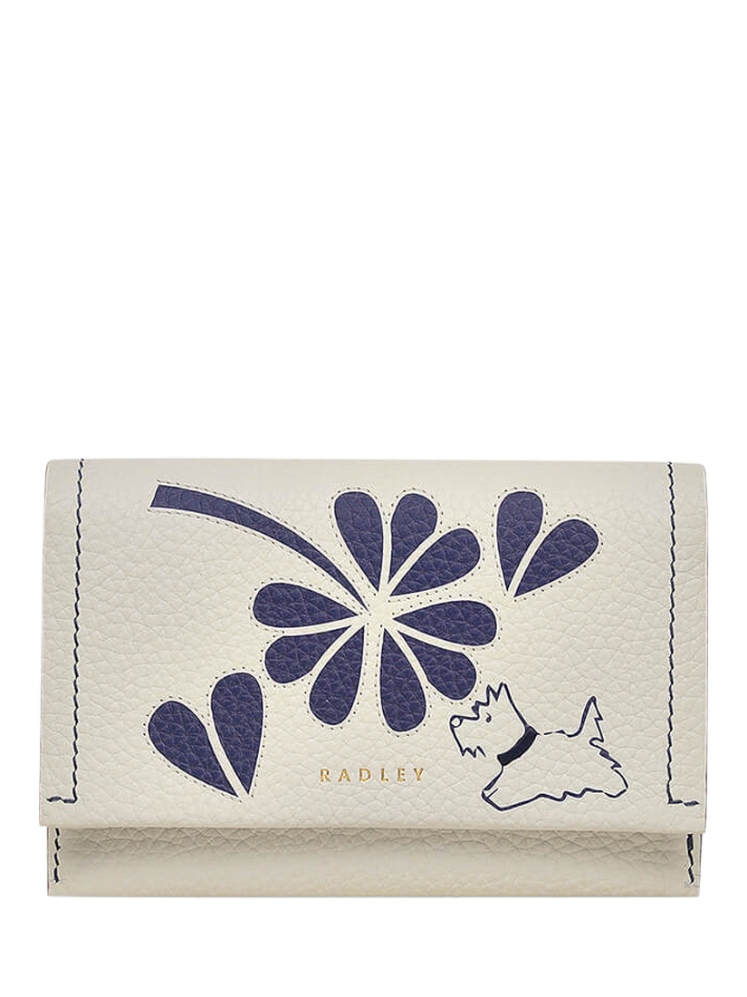 Product image 1 of 4, which shows Radley Medium Floral Flap Over Leather Purse, Chalk