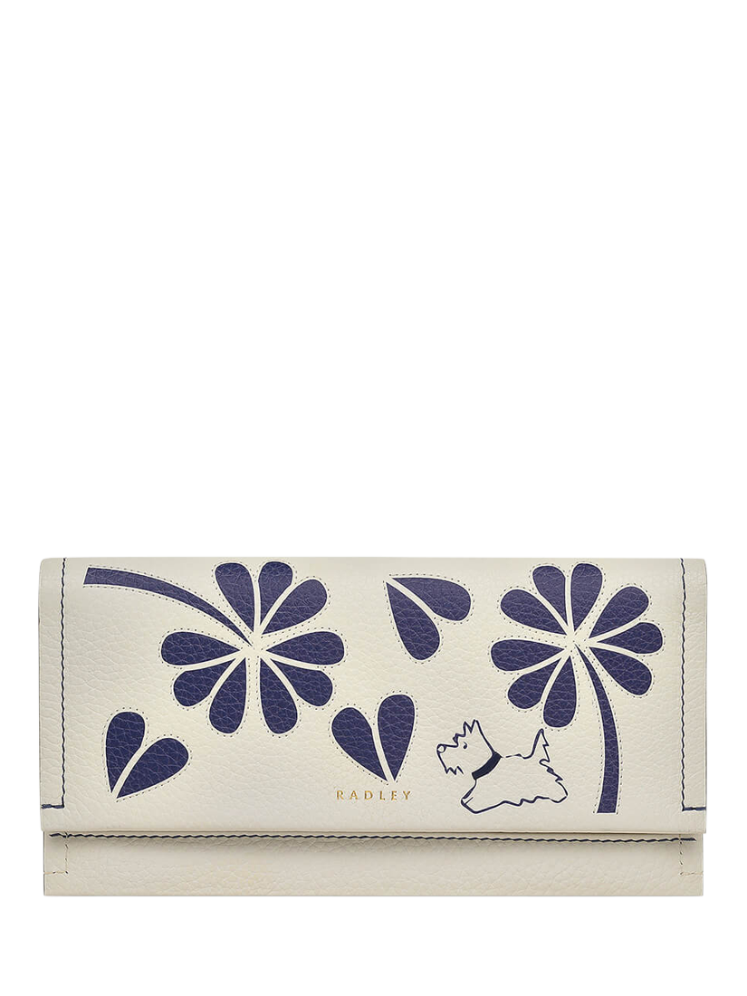Product image 1 of 4, which shows Radley Large Floral Flap Over Leather Purse, Chalk