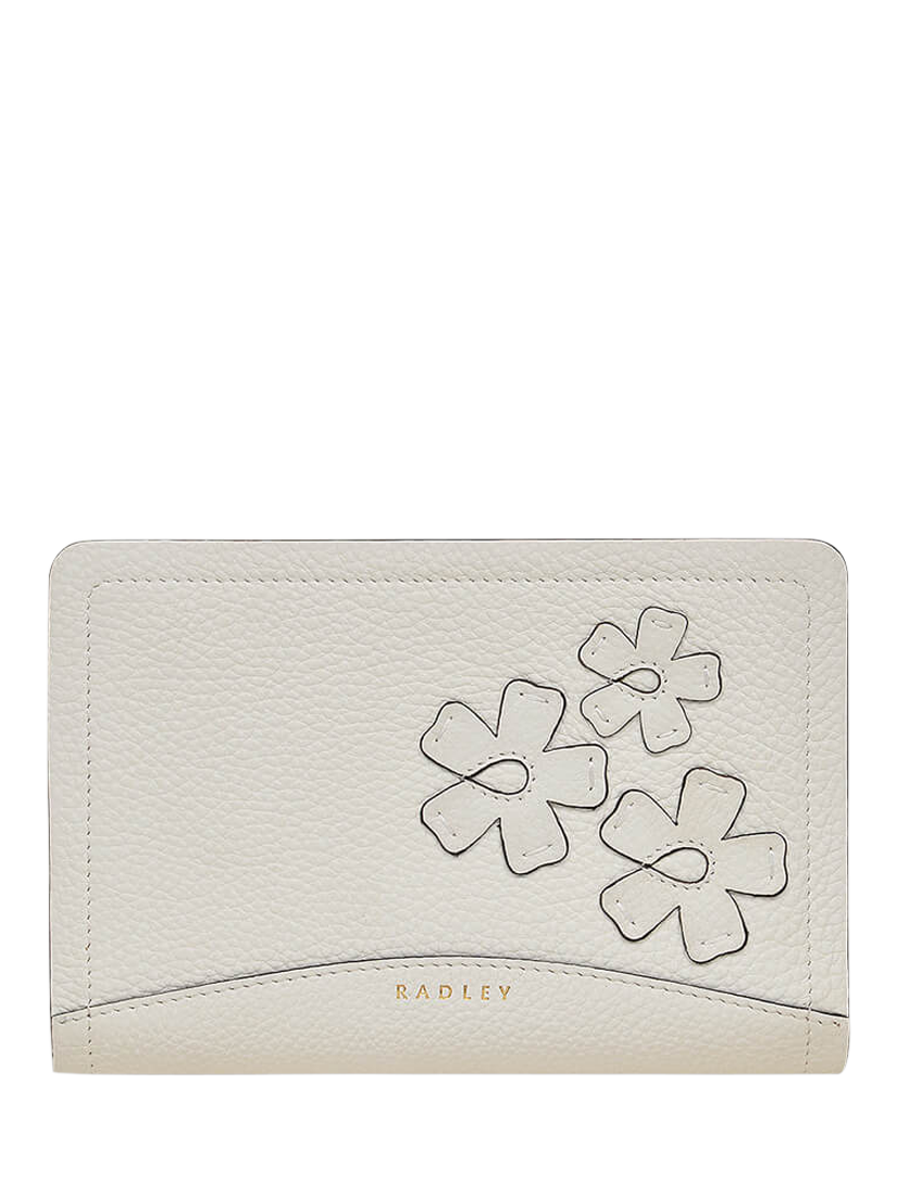 Product image 1 of 3, which shows Radley Chancery Leather Floral Applique Purse, Chalk