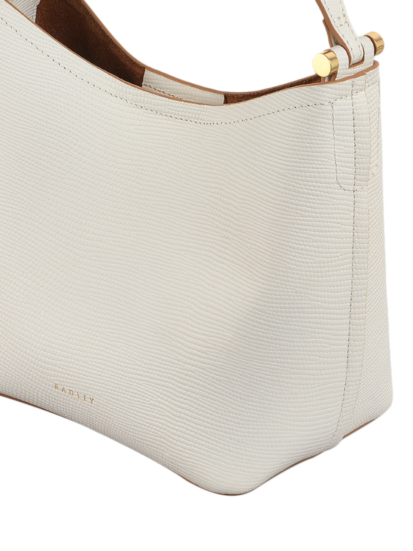 Product image 4 of 6, which shows Radley Bathurst Mews Leather Faux Lizard Small Open Top Grab Bag, Chalk
