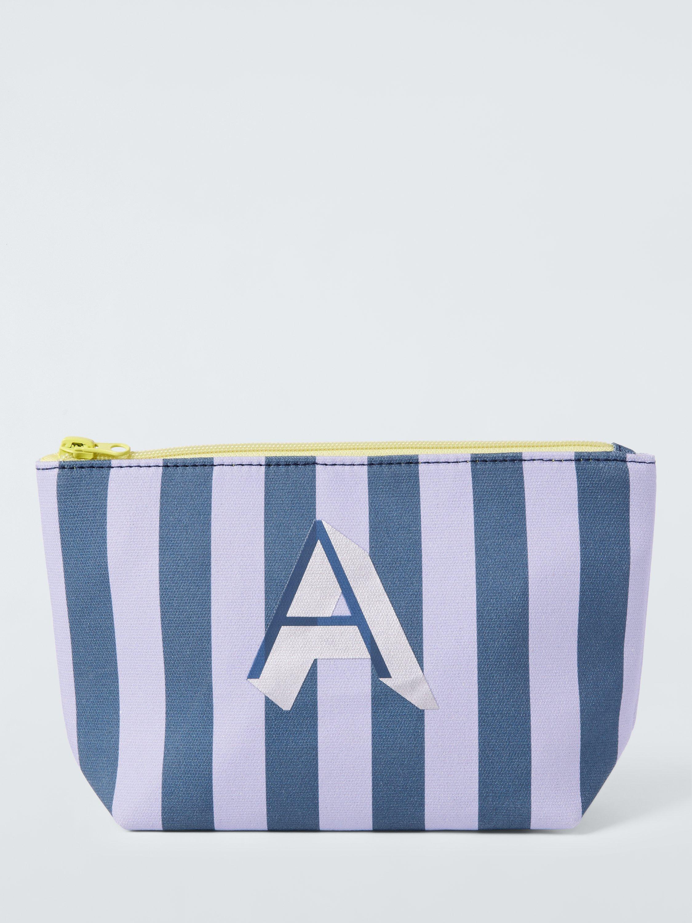 Product image 1 of 4, which shows John Lewis Stripe Alphabet Makeup Bag, A