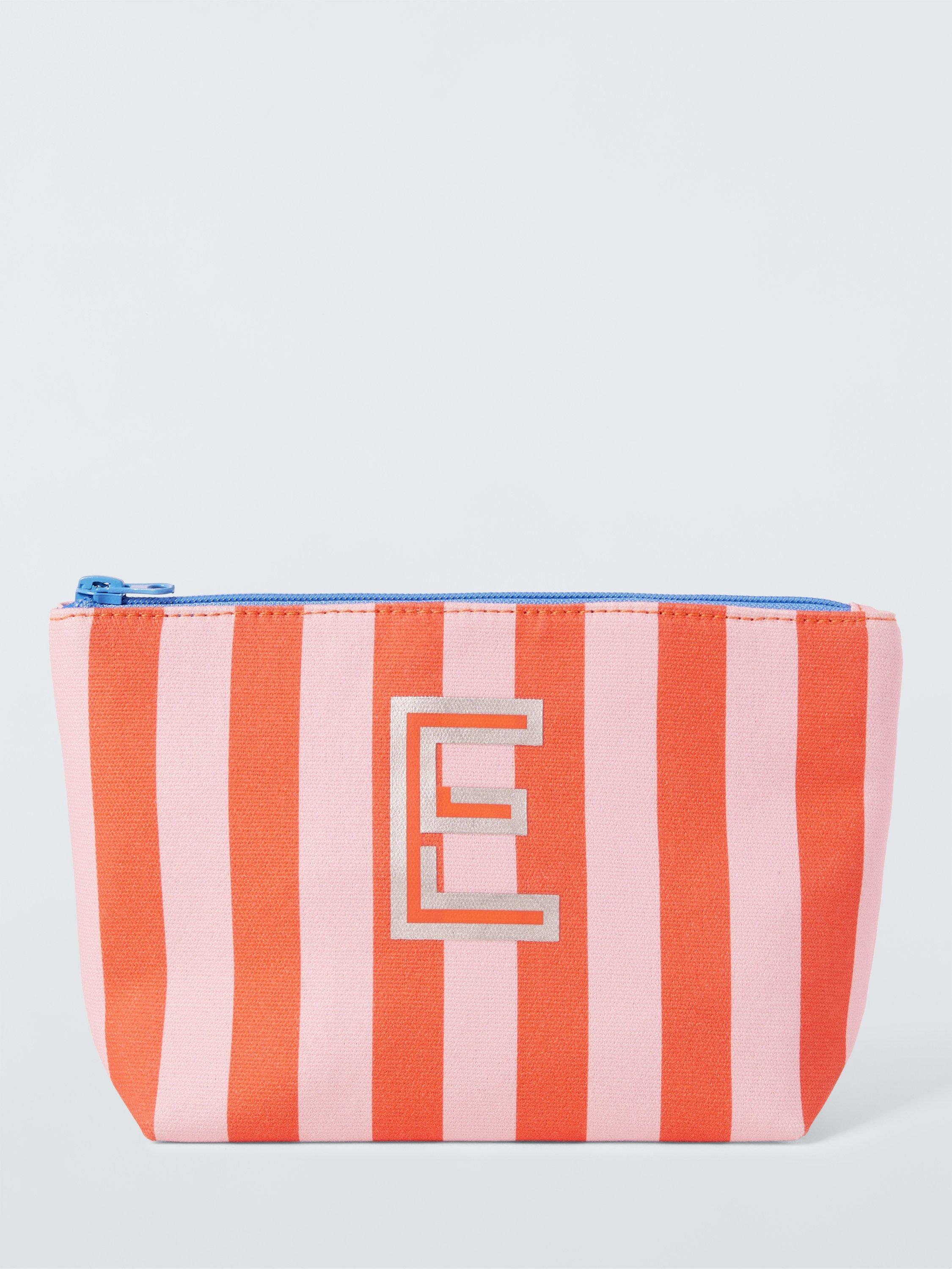 Product image 1 of 4, which shows John Lewis Stripe Alphabet Makeup Bag, E