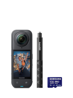 Іnѕtа360 X5 Action Camera, 8K, 72MP, 360° Recording, Bundle with Invisible Selfie Stick & 128GB Memory Card, Black