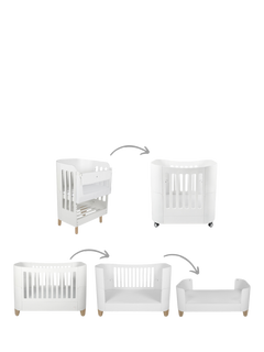 Gaia Baby All In One Crib, Mini Cot and Cotbed Bundle, White/Natural