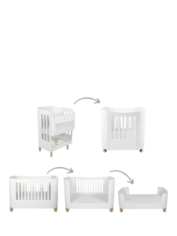 Gaia Baby All In One Crib, Mini Cot and Cotbed Bundle, White + Natural