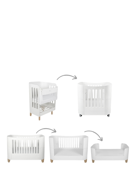 Gaia Baby All In One Crib, Mini Cot and Cotbed Bundle, White + Natural