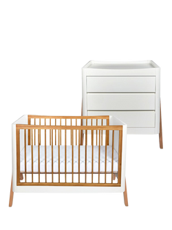 Gaia Baby Hera Studio Edit Cot and Dresser Set, White / Oak