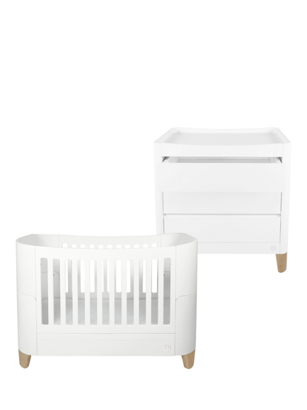 Gaia Baby Serena Cotbed and Dresser Set, White/Natural