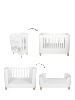 Gaia Baby Serena Bedside Crib, Mattress and Cotbed, White/ Natural