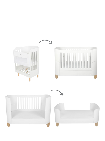 Gaia Baby Serena Bedside Crib, Mattress and Cotbed, White/ Natural