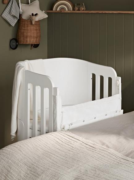 Gaia Baby Serena Bedside Crib, Mattress and Cotbed - view 2, White/ Natural