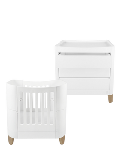 Gaia Baby Serena Mini Cot and Dresser Set, White/Natural