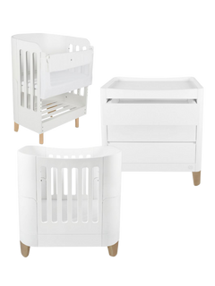 Gaia Baby Serena Mini Cot and Bedside Crib Set, White/Natural