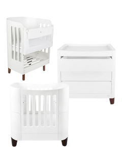 Gaia Baby Serena Mini Cot and Bedside Crib Set, White/Walnut