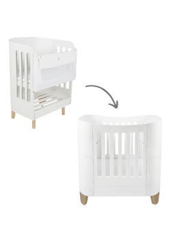 Gaia Baby Serena Bedside Crib, Mattress and Mini Cot Set, White/ Natural