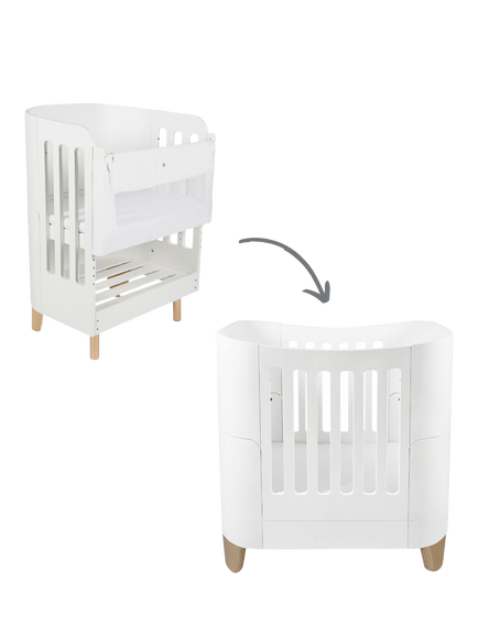 Gaia Baby Serena Bedside Crib, Mattress and Mini Cot Set, White/ Natural