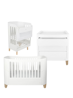 Gaia Baby Serena Bedside Crib, Mattress, Cotbed and Dresser, White/Natural