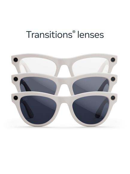 Ray-Ban Meta Skyler Transitions Lens Glasses, Chalky Gray - view 2, Chalky Gray
