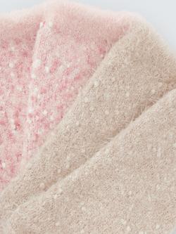 John Lewis Popcorn Fluffy Lounge Socks, Pink/Ivory, Pack of 2 - view 2, Pink/Ivory