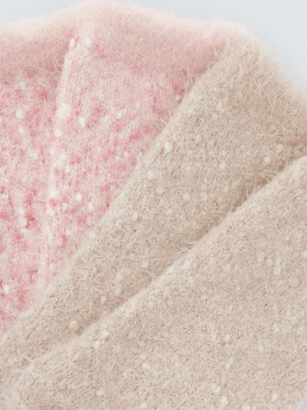 John Lewis Popcorn Fluffy Lounge Socks, Pink/Ivory, Pack of 2 - view 2, Pink/Ivory